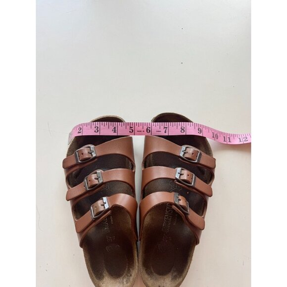 BIRKENSTOCK Florida Habana Brown Leather Triple Strap Slides Sandals, Size 37 - Picture 14 of 16